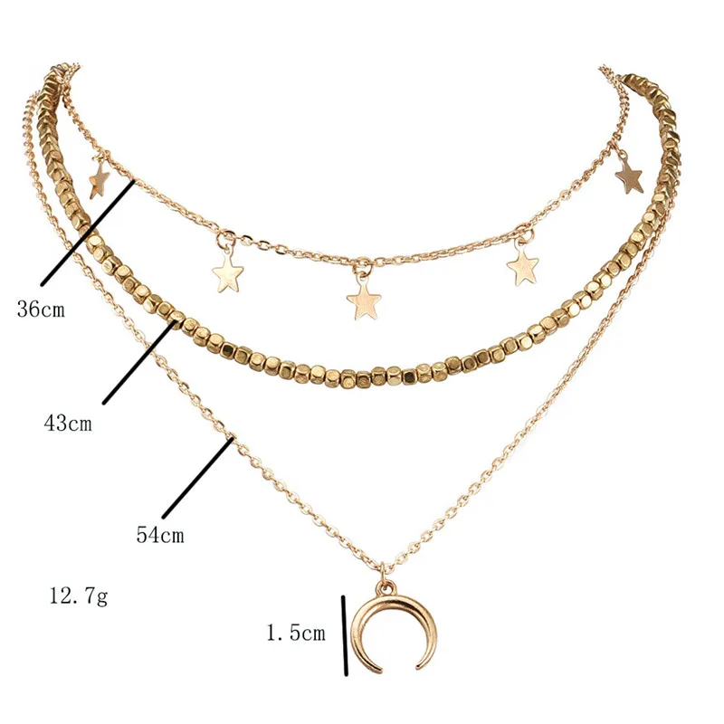 Женское многослойное кольцо со звездами золотистый чокер с цепочкой массивное