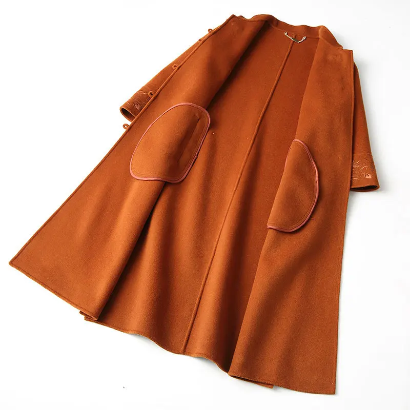 Новинка 2020 зимнее женское Шерстяное Пальто в китайском стиле 100% с вышивкой