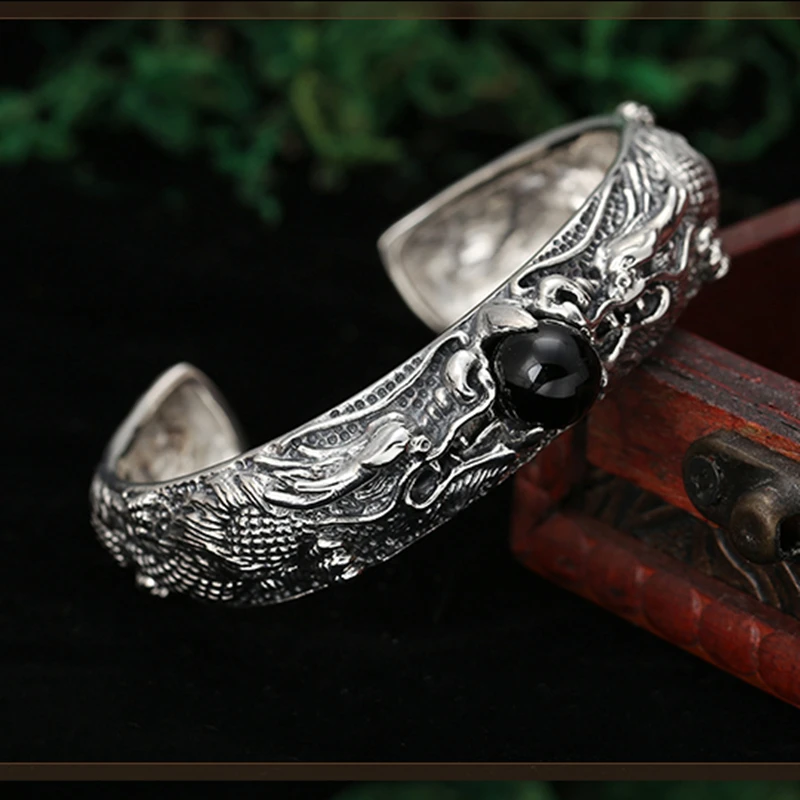 Мужской браслет из стерлингового серебра S925 властный дракон винтажные