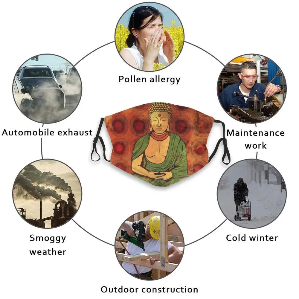 

Buddha Reusable Mouth Mask Washable Filter Anti Dust Face Masks Buddha Religion Religious Buddhism Cool Awesome Unique Colorful