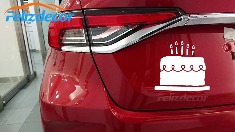 Birthday Cake Vinyl Window Car Decal Stickers Rear windshield Art Decor White Black ZP0358 | Автомобили и мотоциклы