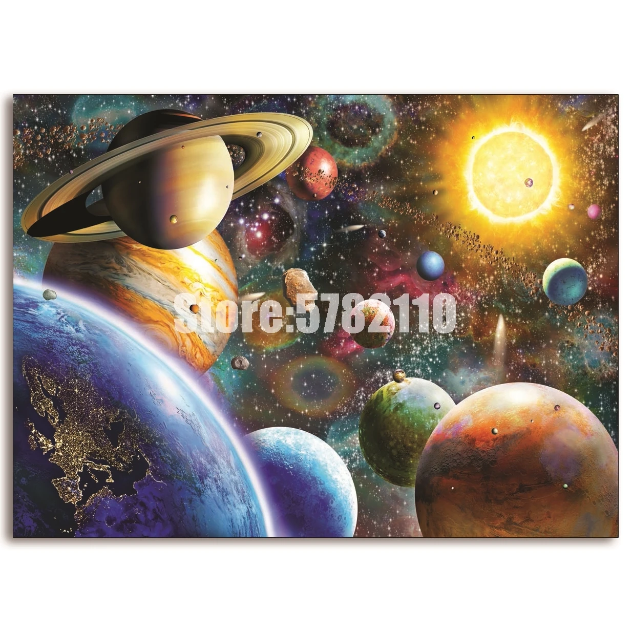 Алмазная 5D картина сделай сам с планетами в пространстве полная вышивка