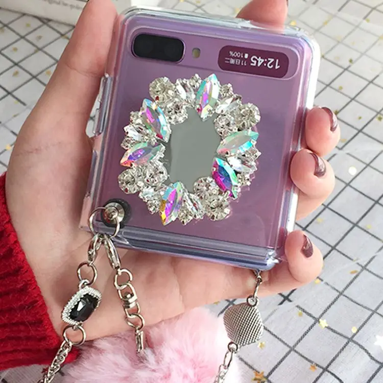 

for Samsung Galaxy Z flip mobile phone case / f7070 / f7000 foldable protective cover wool ball type belt rope