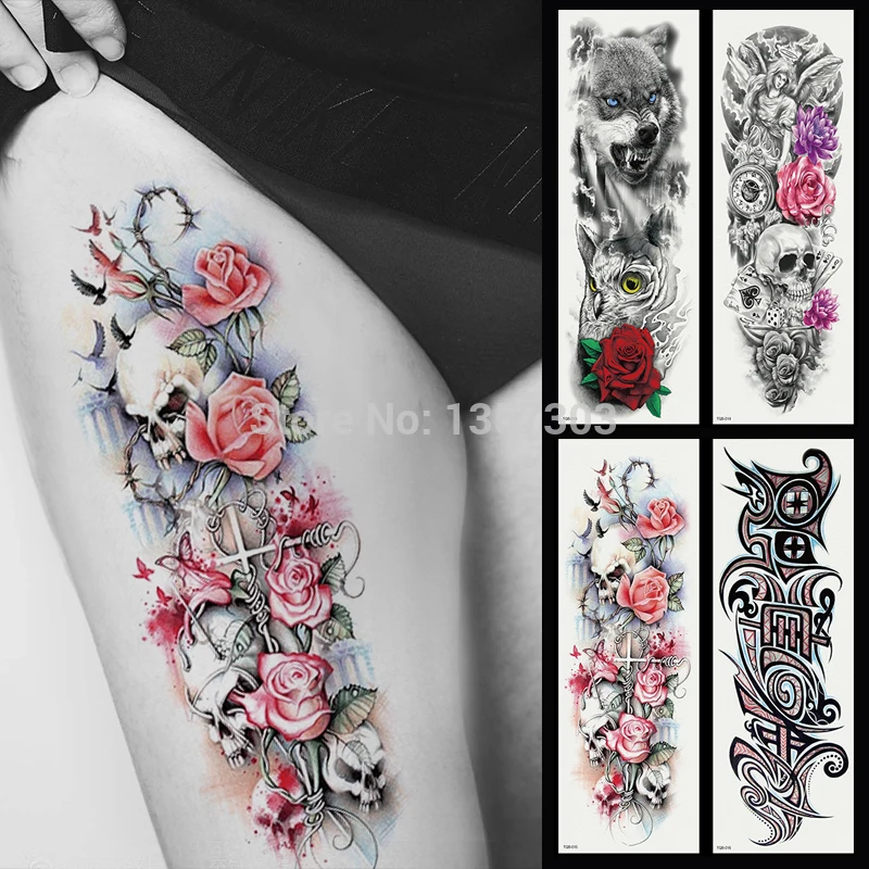 1 Waterproof Temporary Fake Tattoo Thigh Print Body Art Tattoos Stickers |