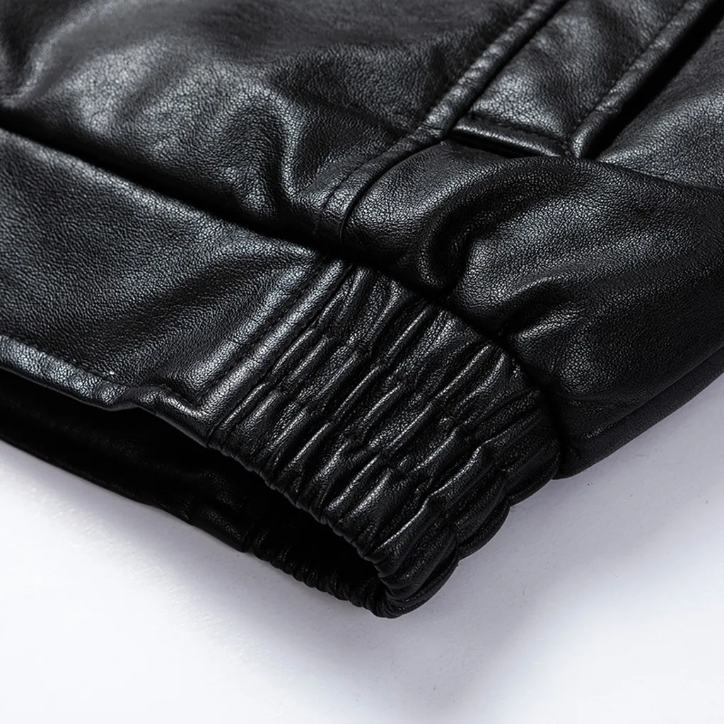 Мужская кожаная куртка плюс бархатная кожаная курка мужская jaqueta de couro masculino осенне-зимняя однотонная куртка с длинными рукавами#3