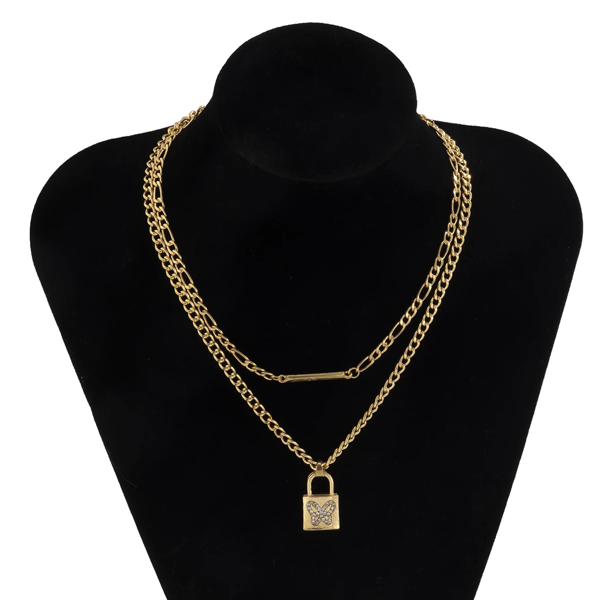 

KunJoe Popular Lock Pendant Chain Necklace Punk Link Chain Gold Color Padlock Pendant Necklace Women Fashion Gothic Jewelry Gift