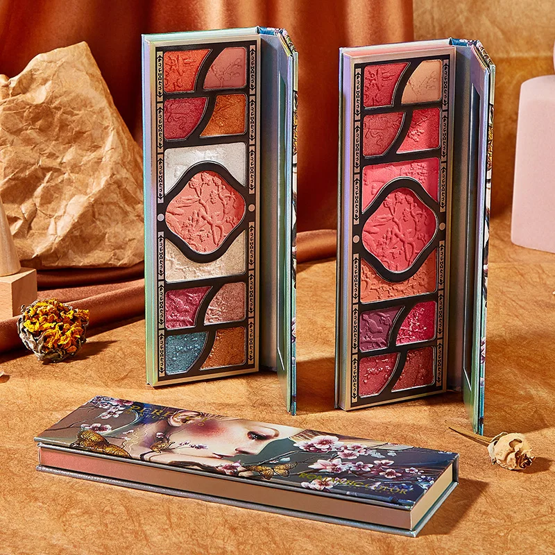 

12 Color Relief shimmer Eyeshadow Palette Chinese Matte Waterproof Easy to wear Glitter Pigment EyeShadow Powder Beauty Makeup