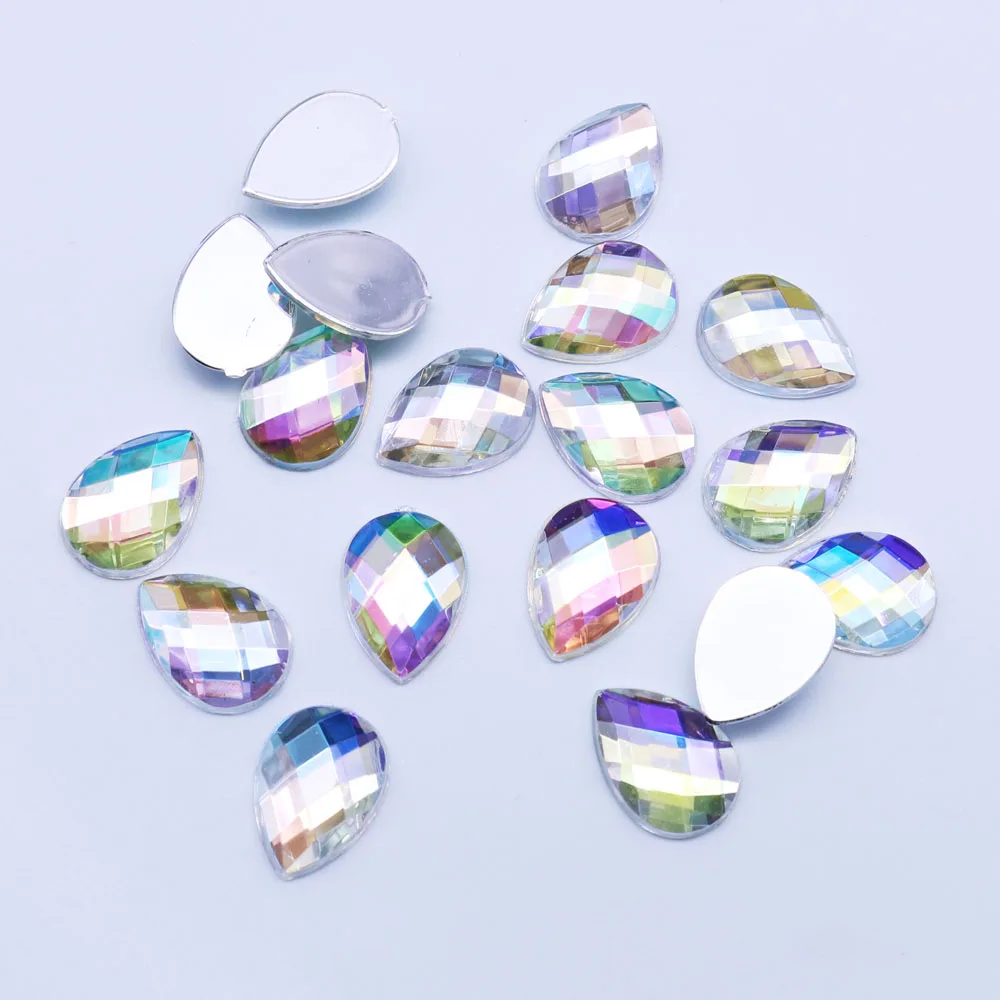 40pcs10*14 flash Стразы Кристалл AB не-тепловой фиксированной плоской задней непористой ткани одежда Стразы декоративный камень для ногтей SZ018