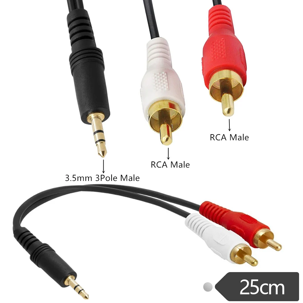 ERE 3 5 мм мини-стерео на два RCA аудио Y-разветвителя адаптера (3 до 2x M) | Электроника
