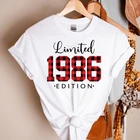 Женская футболка с леопардовым принтом, Винтажная Футболка 1986, подарок на 35-й день рождения, 100% хлопок, 1986, 1986