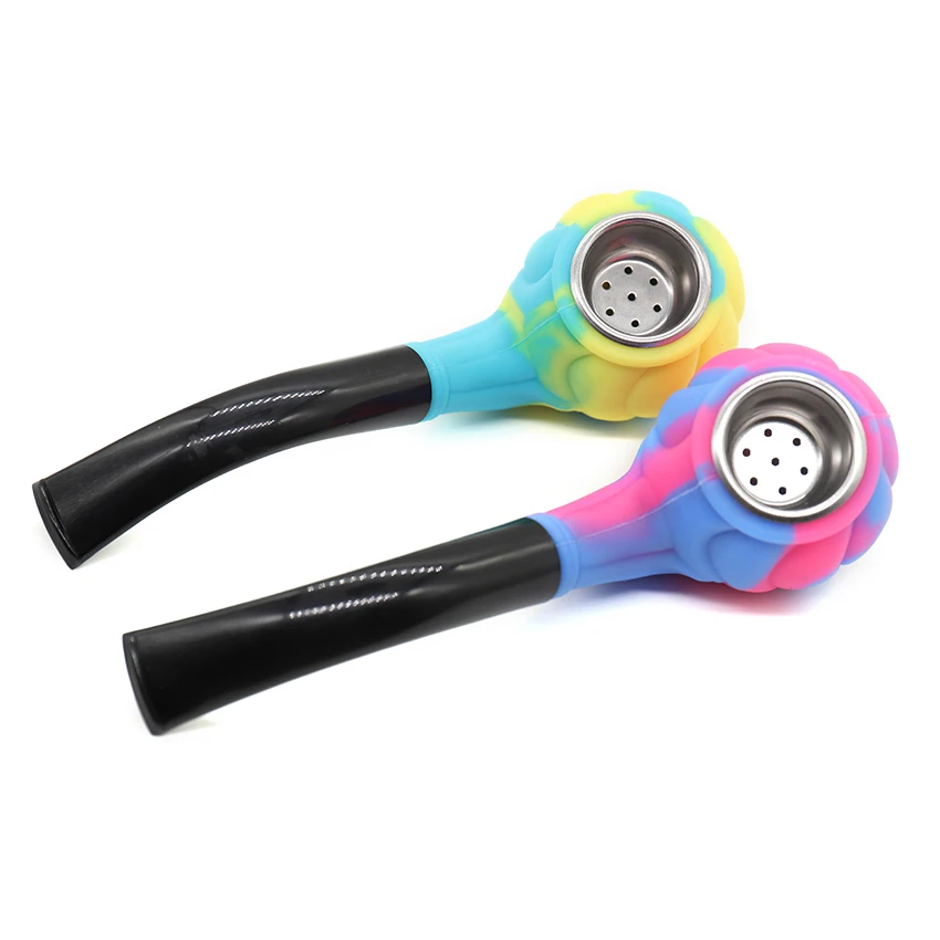 Разноцветная портативная зажигалка металлическая чаша силиконовая трубка для