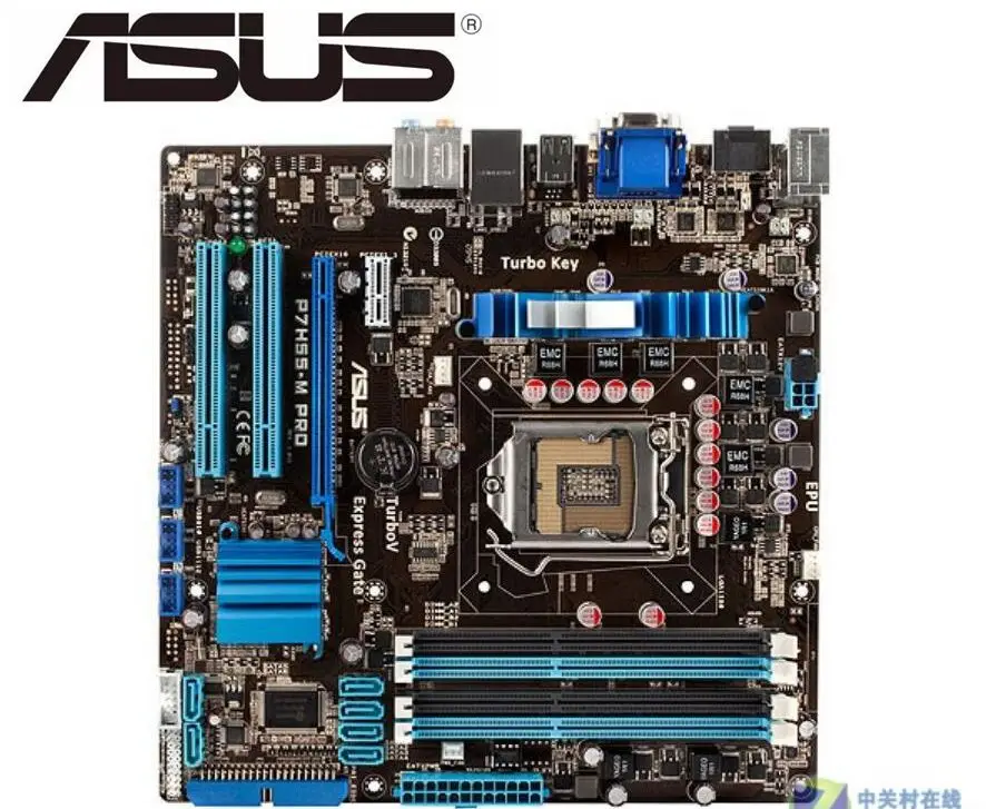 Материнская плата ASUS 1156 Pro для настольных ПК intel DDR3 LGA H55 б/у системная