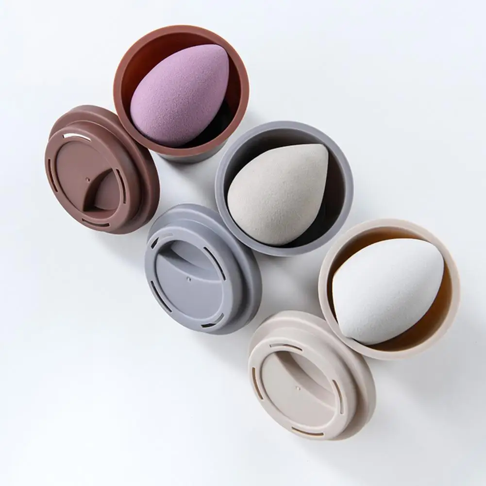 

Cup Shape Beauty Egg Storage Box Portable Anti-mold Sponge Puff Holder Case Silicone Moistureproof Make-up Organizer