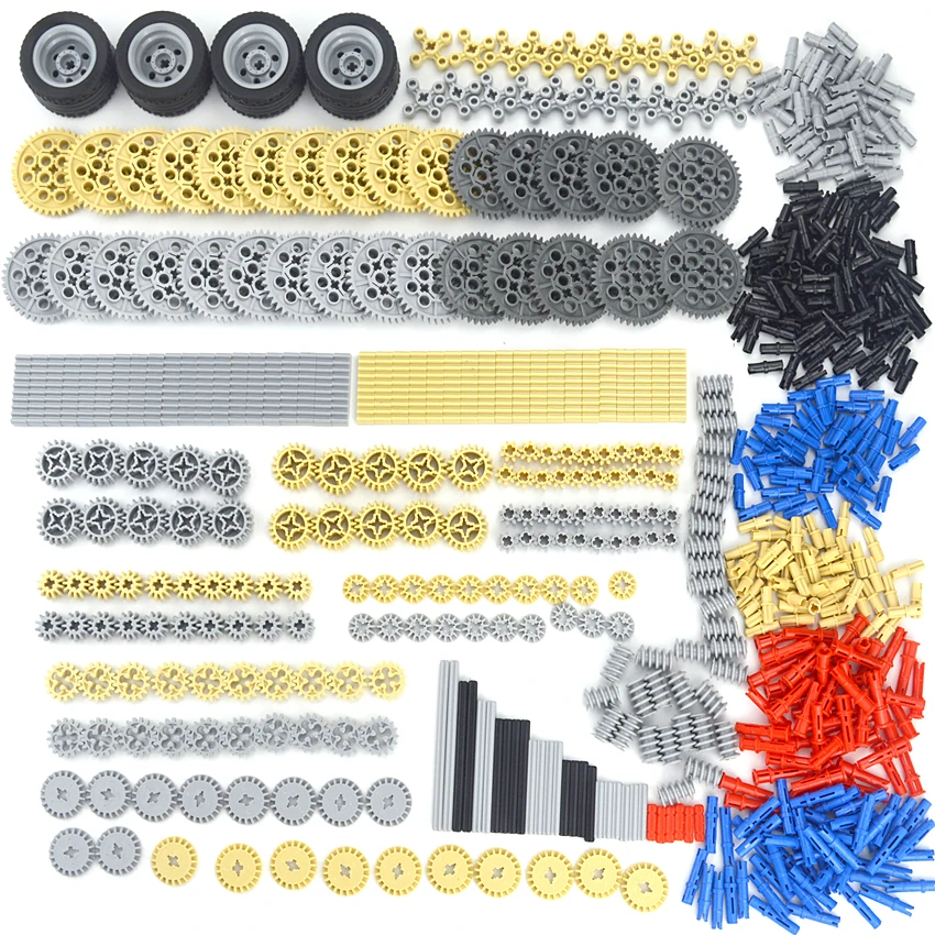 

650pcs Building Blocks Technical Gear Cross Axles Pin Car Train Wheels Truck High-tech Accessories Set Connector For Children