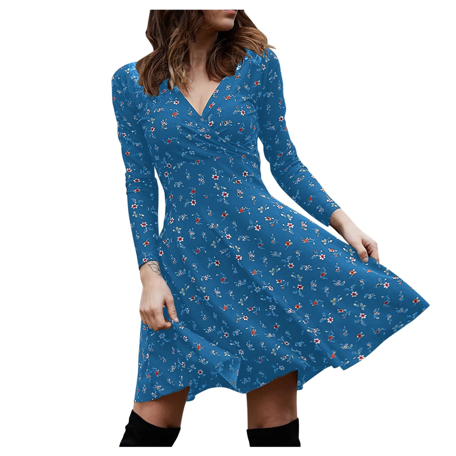 

Женский летний сарафан с V-образным вырезом, длинным рукавом