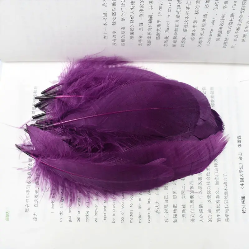 purple red Высокое качество,, натуральные гусиные перья для рукоделия, для изготовления ювелирных изделий, 13-18 см, сделай сам, для рождественской вечеринки, перо, домашний Свадебный декор - Цвет: purple red