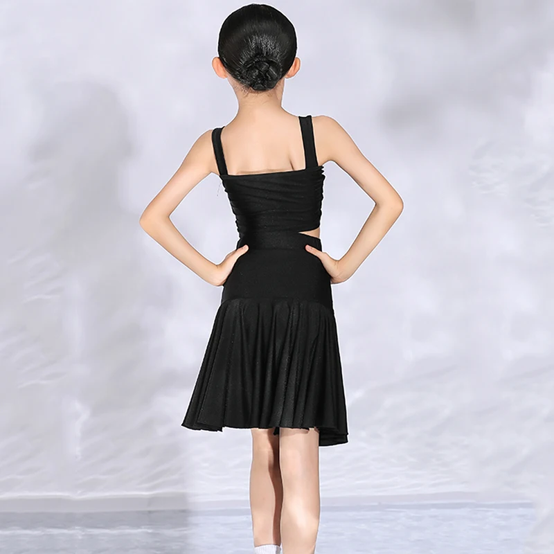 Танцевальные костюмы для девочек костюм латиноамериканской практики черный с