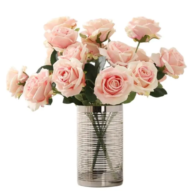 

Одна искусственная Роза (10 головок/бутон), имитация весенних роз длиной 17 дюймов для центрального орнамента свадьбы, 6 цветов