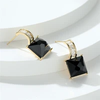 new geometric exquisite contrast black light body stone heart rhinestones zircon earrings for women fashion banquet ol jewelry