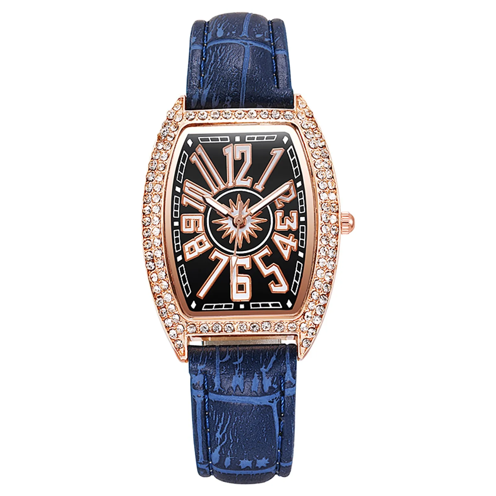 

women watches top brand luxury Ladies Leather Belt Diamond-studded Wine Barrel Fashion Faceted Watch relogios feminino fashions