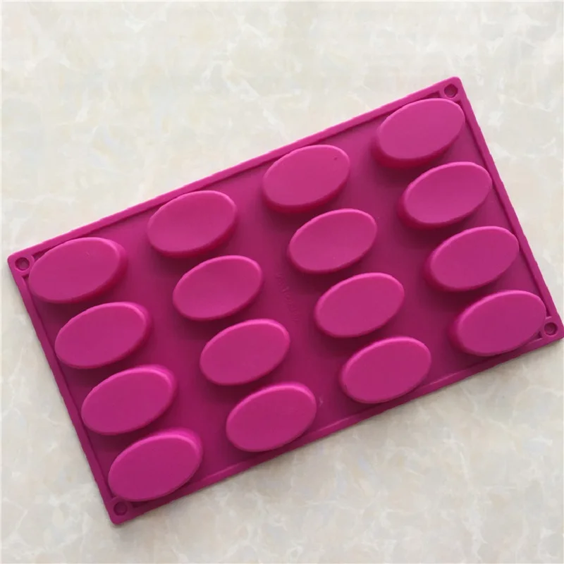 16 way oval handmade soap mould kitchen baking silica gel cake mould  XG398