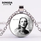Сувенирное ожерелье SONGDA с принтом звезд супермира, подвеска из стекла с изображением Т-образной морды и кабошона в стиле панк, металлическая цепочка, ожерелье