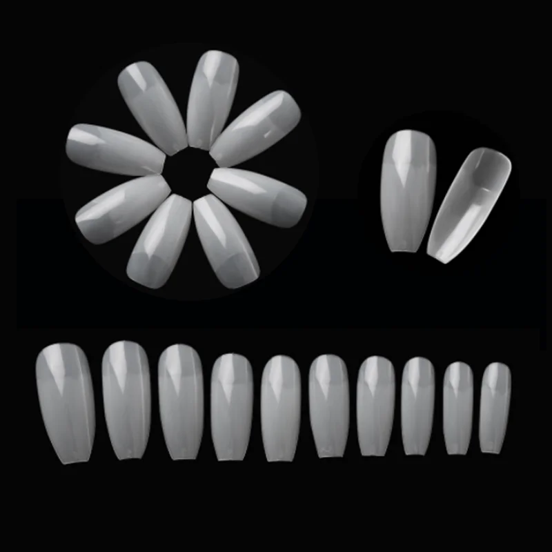 500 шт/ОПП балерина дизайн ногтей советы прозрачные/натуральные накладные гроб