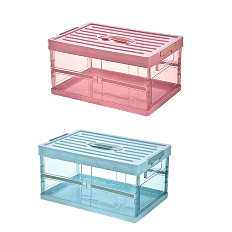 

30L Foldable Storage Bin With Lid Waterproof Thick Organizer Box For Blanket Clothes Books Under Bed In Cars