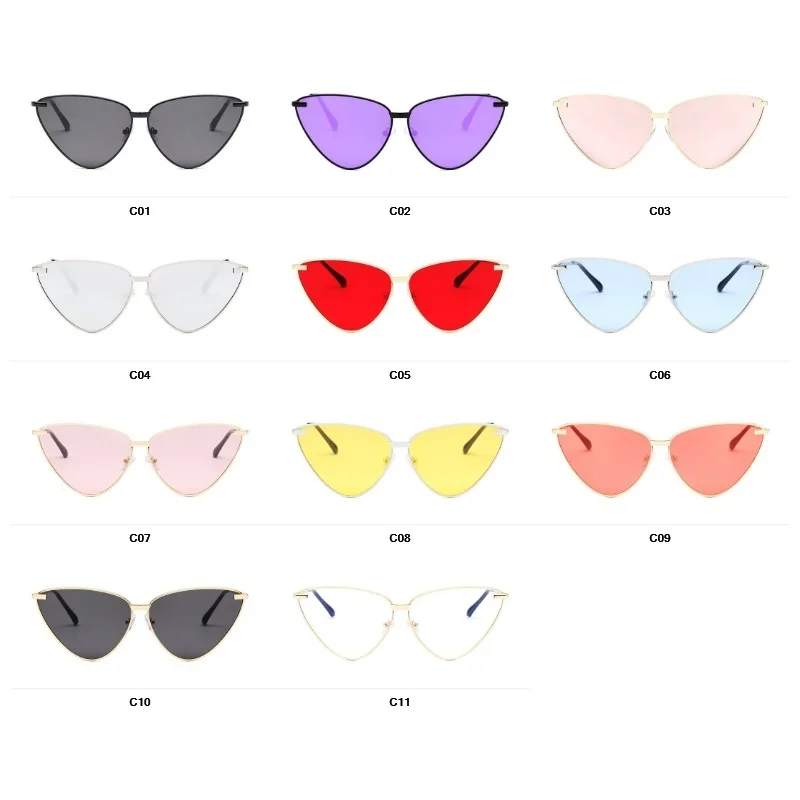 Гламур Мода 2019 женские солнцезащитные очки красочные кошачий глаз Роскошные