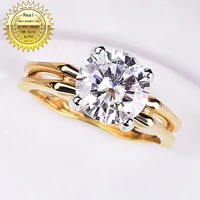100%18k goldr ring 2ct d vvs moissanite ring engagementwedding jewellery with certificate 0017