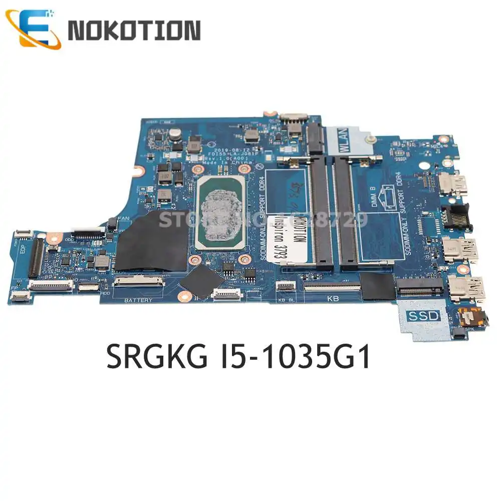 

NOKOTION FDI55 LA-J081P CN-01J5TX 01J5TX 1J5TX For Dell Inspiron 17 3793 5593 Laptop Motherboard SRGKG I5-1035G1 CPU