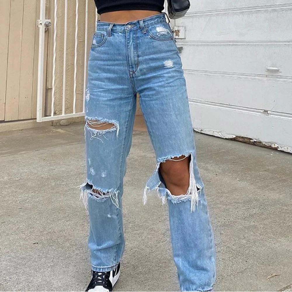 

Pants For Women 2021 Summer New Women's Jeans Trousers Ripped Holes Are Thinner Women's Fashion Jeans y2k Streetwear Plus Size