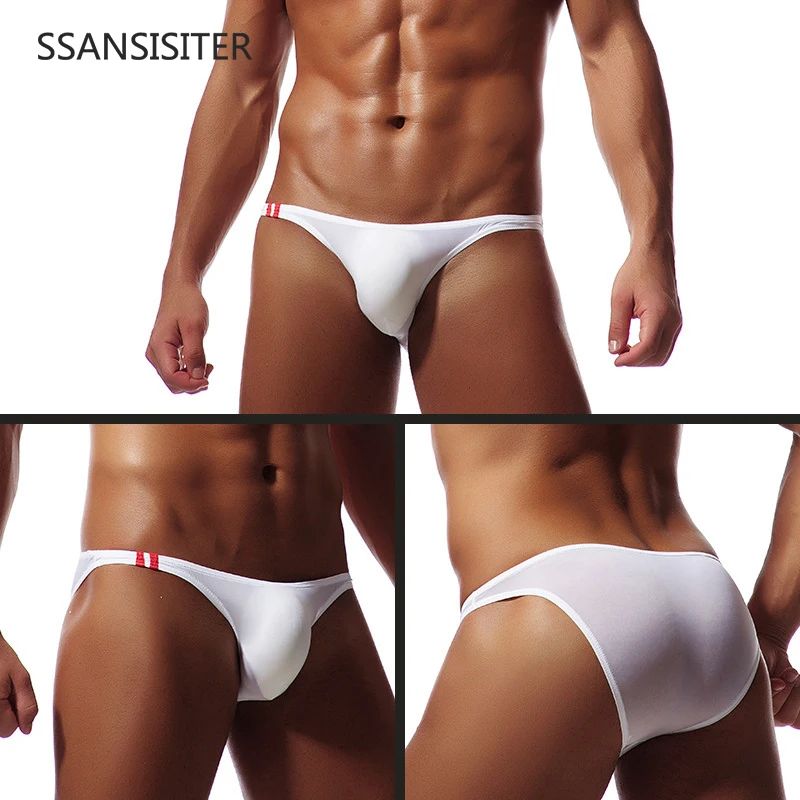 Мужские трусы брифы из ледяного шелка с низкой посадкой| |