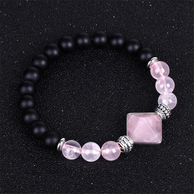 

Charm Natural Stone Beads Pyramid Bracelet for Women Energy Chakra Bracelets Men Yoga Jewelry