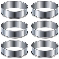 6 pieces muffin tart rings double rolled tart ring stainless steel muffin rings metal round ring mold for food making