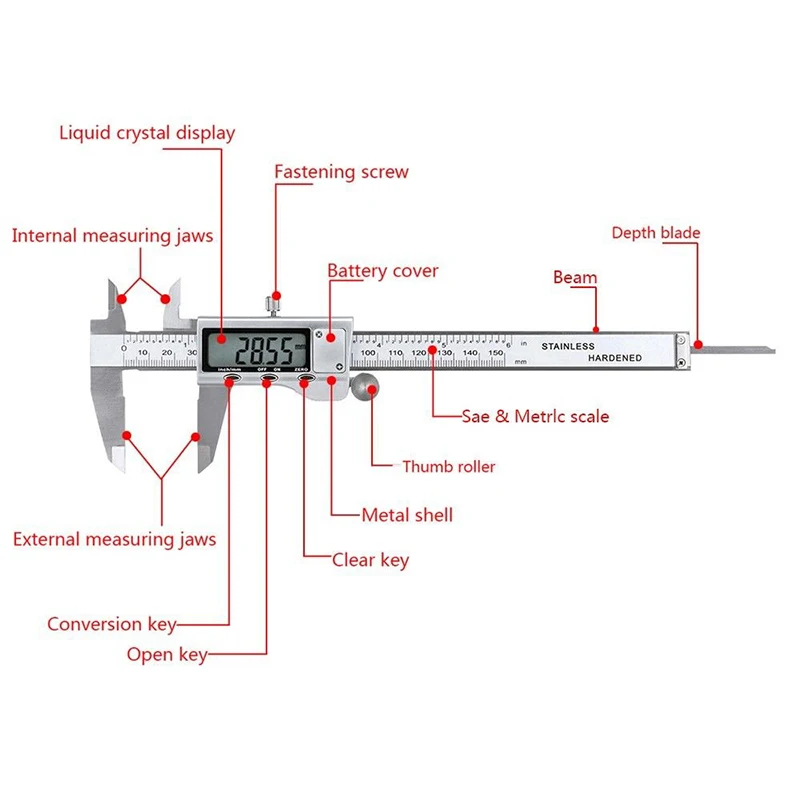 6 &quot150 мм стальной цифровой штангенциркуль ЖК Электронный микрометр Калибр Набор инструментов|Детали и
