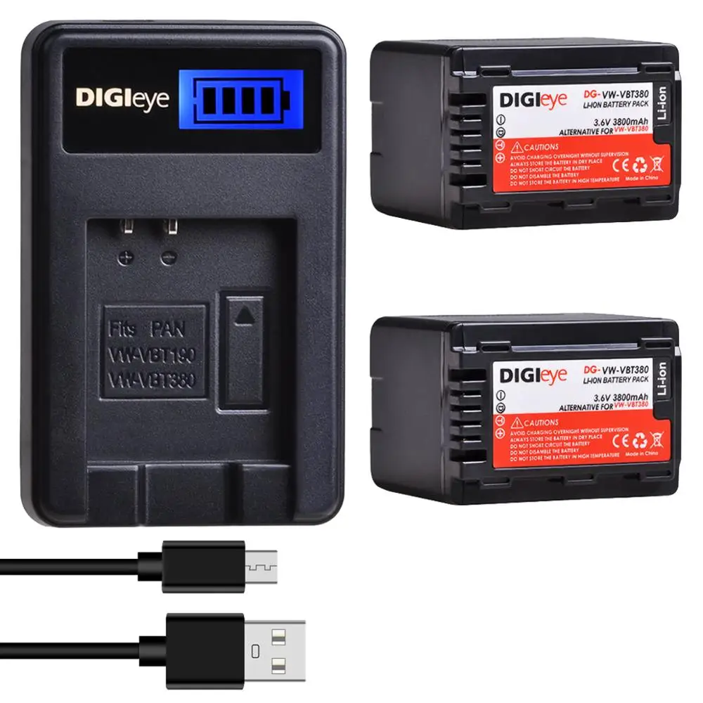 Аккумулятор VW-VBT380 и USB зарядное устройство с LCD-дисплеем для Panasonic HC-V800K HC-VX1K HCV510 HCV520 HC-V550 HCV710 HC-V770 HCV770 и т.д.