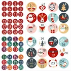 Необычные рождественские наклейки с номером 1  24, круглые фотообои, подарочная упаковка для еды, ярлык