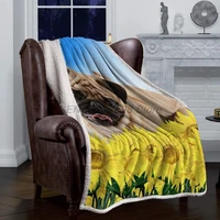 fleece plush throw blankets fuzzy soft blanket pekingese dog and sunflowers blankets all season lightweight thermal throw thro