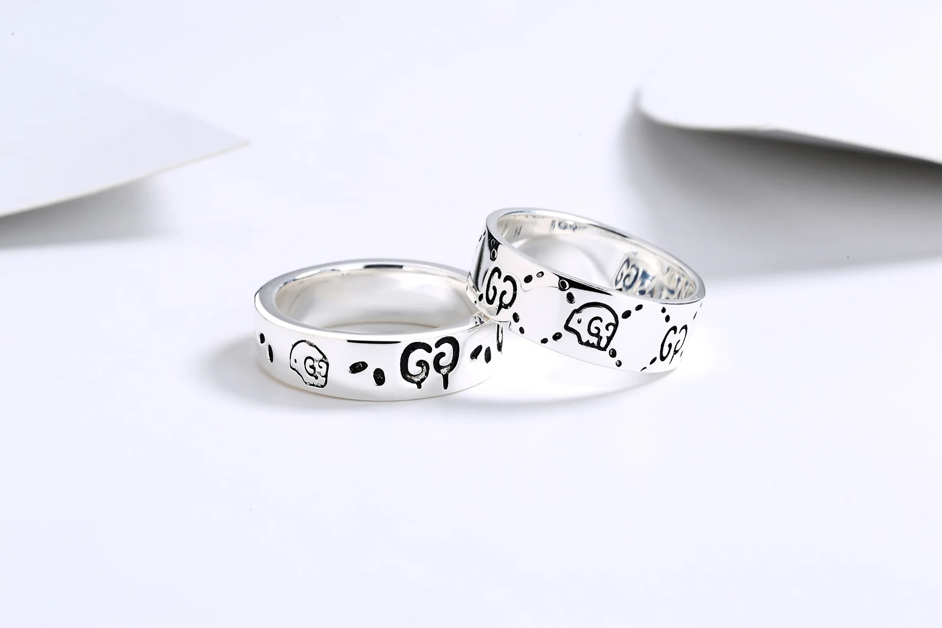 

ZG European and American Men's Retro Skull Head Men and Women's Ring Stainless Steel Cupronickel Jewelry Couple Gift