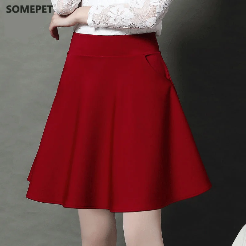 

Pocket + Safety Pants Spring and Summer Half-length Skirt Mid-length Square Dance Skirt Large Size Wild Sexy A-line Mid Skirt
