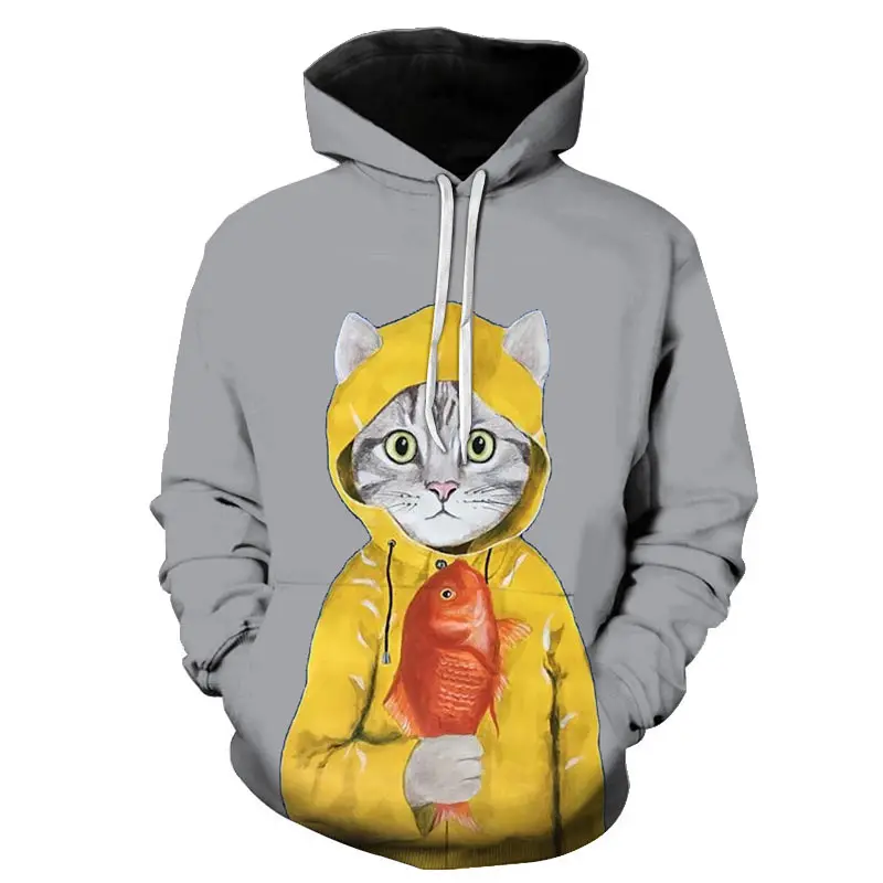 

Cats 3d Print Men Hoodie Cartoons Crewneck Clothes Vintage Loose Sweatshirt Street Hip Hop Oversized Hoodie