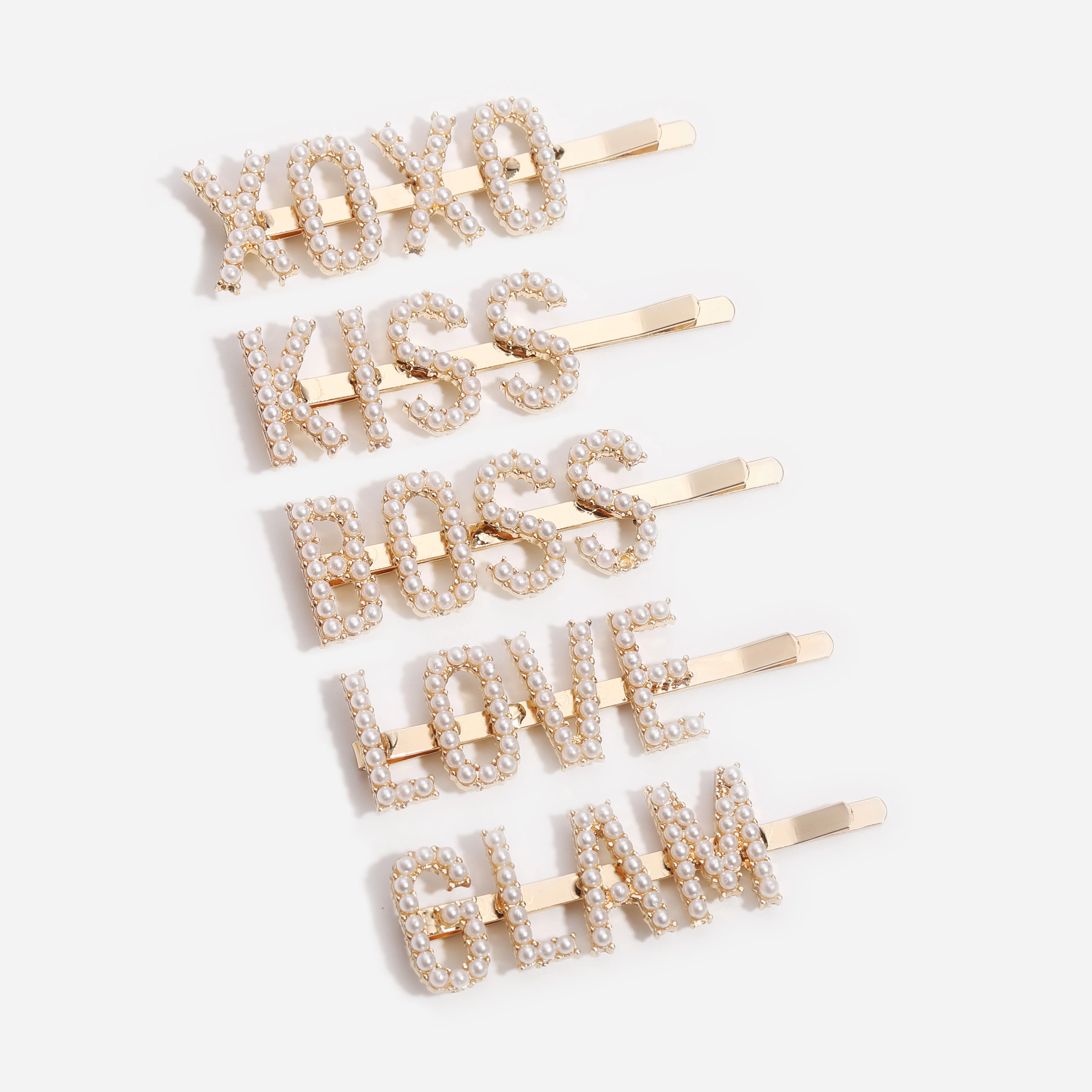 Женские заколки для волос с буквенным принтом и жемчугом свадебные аксессуары |