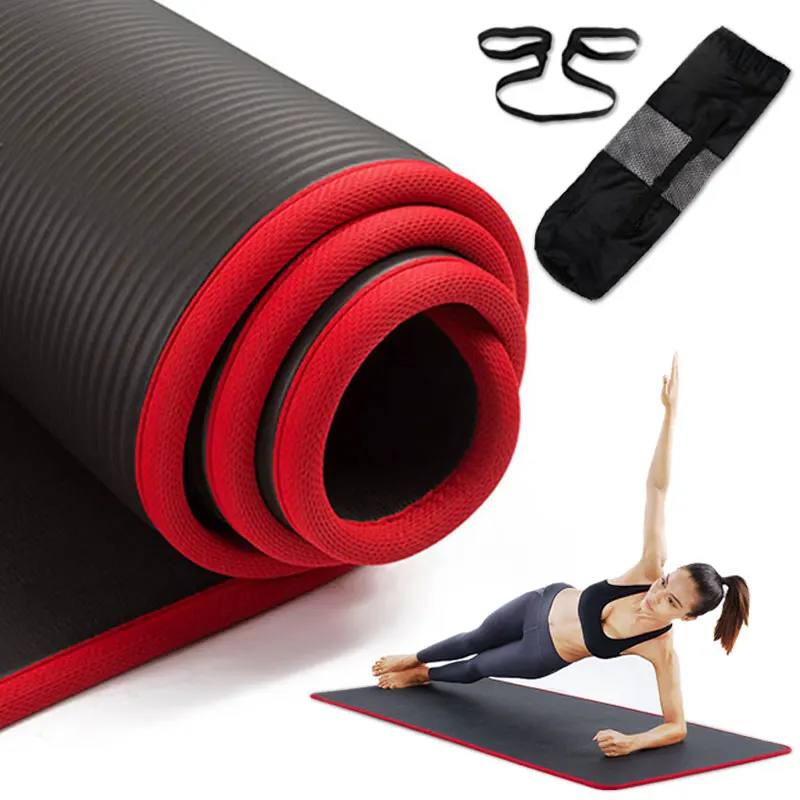 

10mm thick non-slip PVC black yoga mat high quality NRB suitable for gym home Pilates fitness improver natural rubber yoga mat