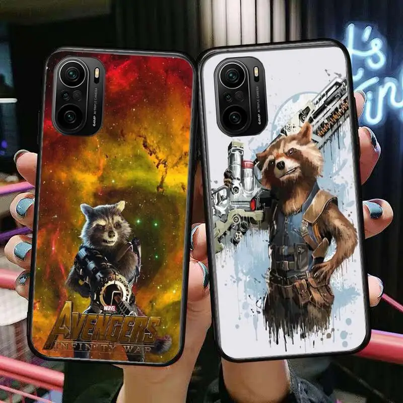 

Raccoon rocket Phone Case For xiaomi redmi POCO F1 F2 F3 X3 Pro M3 9C 10T Lite NFC Black Cover Silicone Back Prett mi 10 ultra c