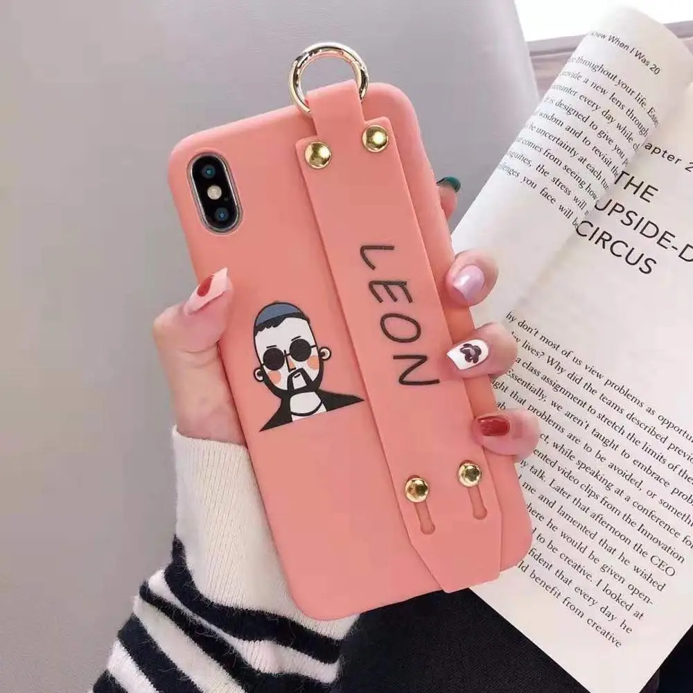 F Ourdeals, модный однотонный мягкий чехол для телефона iphone XS MAX XR X 6 6s 8 7 plus, роскошный чехол на запястье с милым мультяшным рисунком - Цвет: F