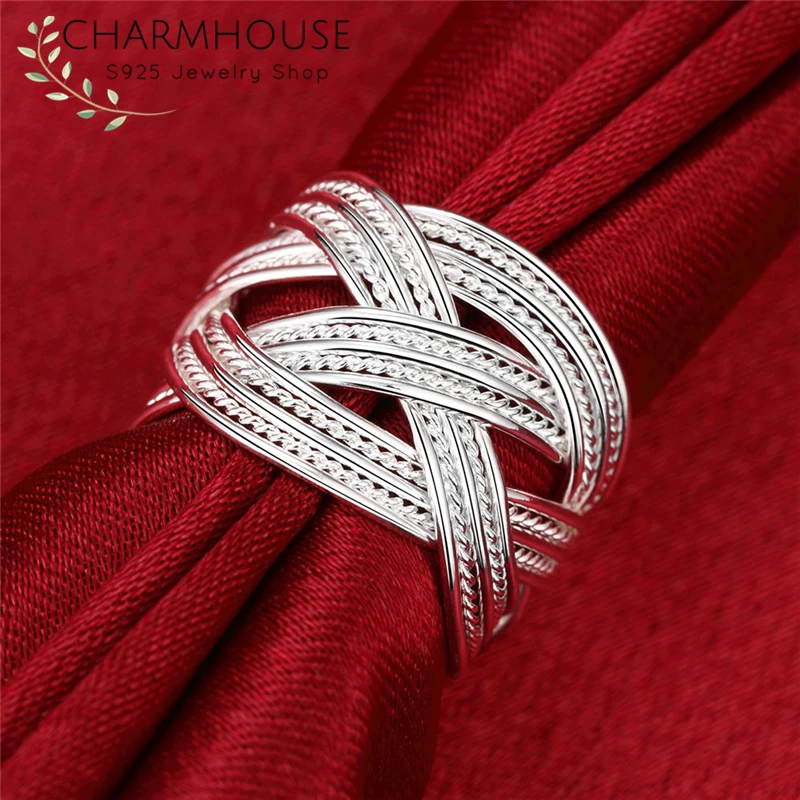 Женское кольцо из серебра 925 пробы с широкой сеткой|Обручальные кольца| |