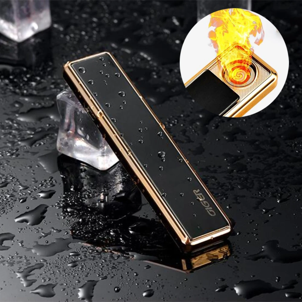 Портативная USB электрическая зажигалка ветрозащитная компактная металлическая