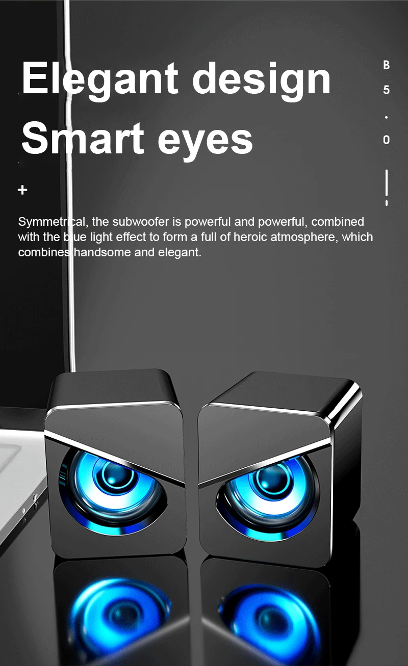 

For Desktop Compute Speaker Portable USB Wired Speakers Player USB Wired Surround Sound System LED PC Speakers Gaming Bass