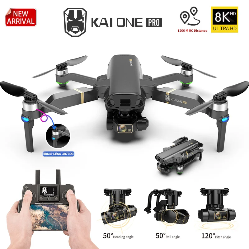

KAI One 2021 8K HD Dual Camera Rc Drone 3 Axis Gimbal Professional 5G WIFI FPV GPS Quadcopter Flight Distance 1.2KM Dron Toy